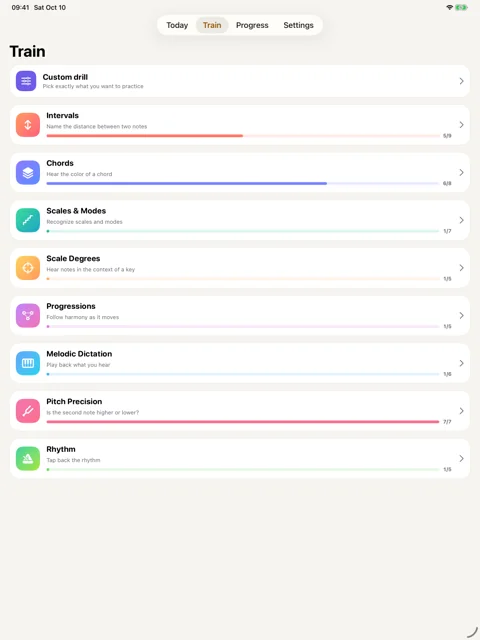 Choose your practice · iPad: Browse exercises and build a custom drill.
