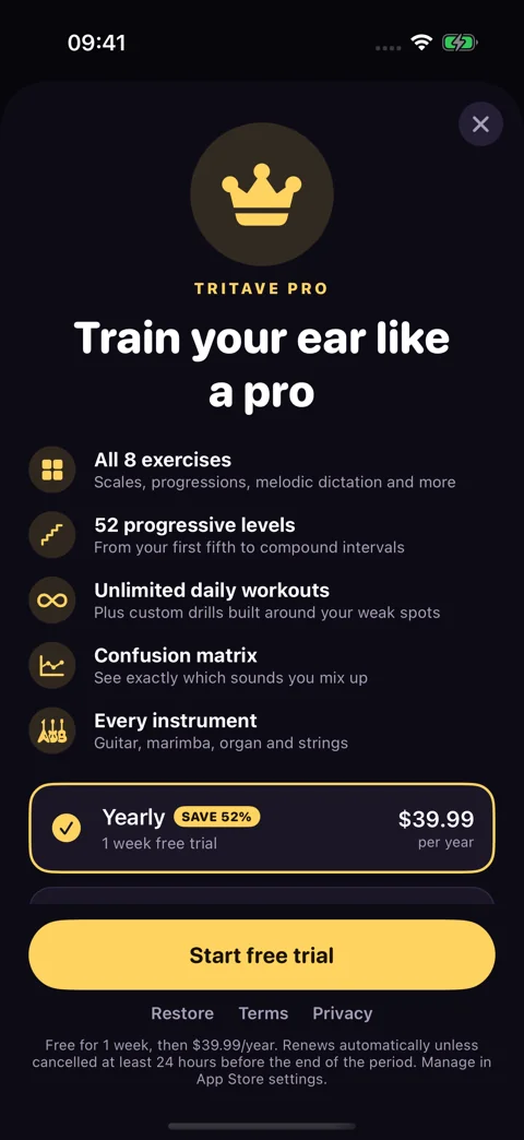 The Pro upgrade · Dark mode: See the exercises, levels, and tools included in Pro.